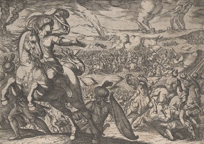 Tafel 6: Darius flieht vom Schlachtfeld, aus Die Taten Alexanders des Großen, 1608 von Antonio Tempesta