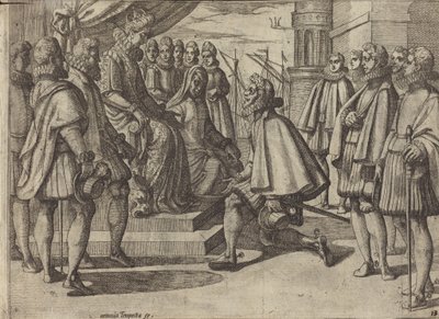 Spanischer Herzog vor Margarete von Österreich [verso] von Antonio Tempesta