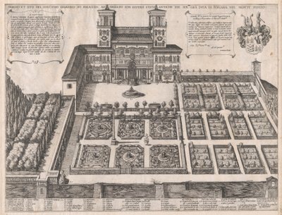 Speculum Romanae Magnificentiae: Monte Pincio Palast und Gärten, Mitte bis Ende 16. Jahrhundert von Antonio Tempesta