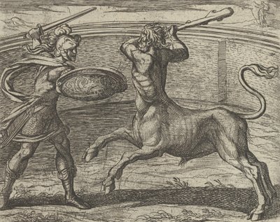 Theseus und der Minotaurus Minotaurum Theseus vincit, aus Die Metamorphosen, veröffentlicht nach 1606 von Antonio Tempesta