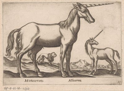 Zwei Einhörner und ein Löwe von Antonio Tempesta