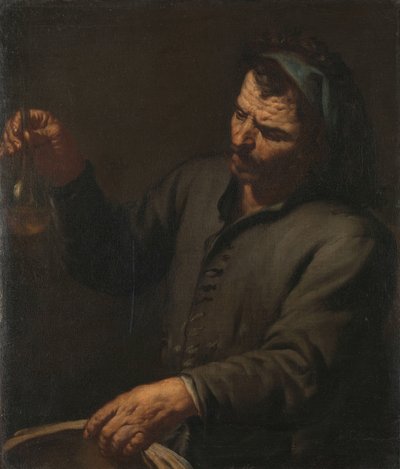 Mann mit Urinflasche in der Hand von Antonio Zanchi (attributed to)