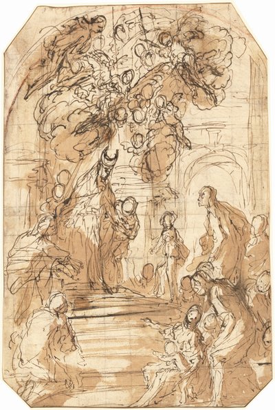 Darstellung der Jungfrau im Tempel [recto] von Antonio Zanchi