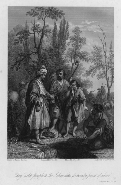 Joseph wird an die ismaelitischen Händler verkauft, Genesis XXXVII, 28 (Stich) von Antonio Zucchi