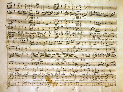 Späte Kopie des 18. Jahrhunderts einer Manuskriptseite aus der Partitur von La scuola de gelosi von Antonio after Salieri
