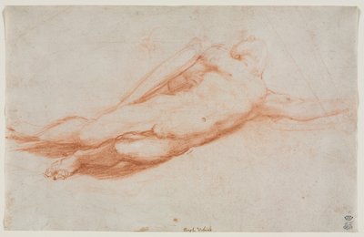 Studie eines gefallenen Soldaten, möglicherweise die Bekehrung des Saulus, recto, ca. 1525 von Antonio da Correggio