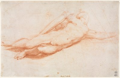 Studie eines gefallenen Soldaten, möglicherweise die Bekehrung des Saulus (recto), um 1525 von Antonio da Correggio