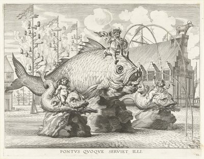 Spektakel mit Triton auf einem Riesenfisch; Einzug von Ferdinand in Gent 1635 von Antony van der Does
