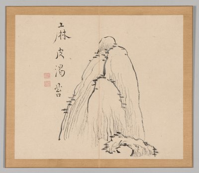 Doppelalbum von Landschaftsstudien nach Ikeno Taiga, Band 1 Blatt 10, 18. Jahrhundert von Aoki Shukuya