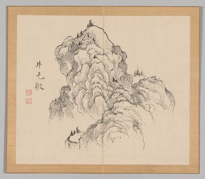 Doppelalbum mit Landschaftsstudien nach Ikeno Taiga, Band 1 Blatt 16 von Aoki Shukuya