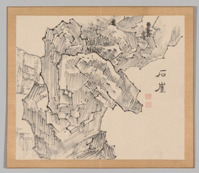 Doppelalbum mit Landschaftsstudien nach Ikeno Taiga, Band 1 Blatt 19, 18. Jahrhundert von Aoki Shukuya