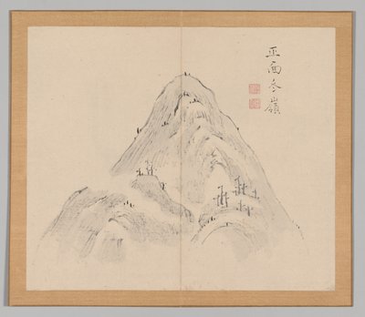 Doppelalbum von Landschaftsstudien nach Ikeno Taiga, Band 1 Blatt 24, 18. Jahrhundert von Aoki Shukuya
