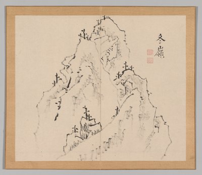 Doppelalbum mit Landschaftsstudien nach Ikeno Taiga, Band 1 Blatt 25, 18. Jahrhundert von Aoki Shukuya