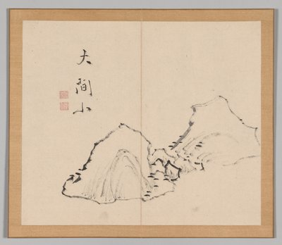 Doppelalbum mit Landschaftsstudien nach Ikeno Taiga, Band 1 Blatt 6, 18. Jahrhundert von Aoki Shukuya