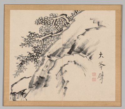Doppelalbum mit Landschaftsstudien nach Ikeno Taiga, Band 1 Blatt 9, 18. Jahrhundert von Aoki Shukuya