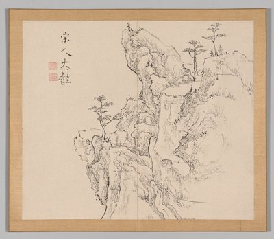 Doppelalbum mit Landschaftsstudien nach Ikeno Taiga, Band 2 Blatt 1, 18. Jahrhundert von Aoki Shukuya