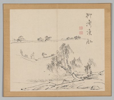 Doppelalbum mit Landschaftsstudien nach Ikeno Taiga, Band 2 Blatt 27, 18. Jahrhundert von Aoki Shukuya