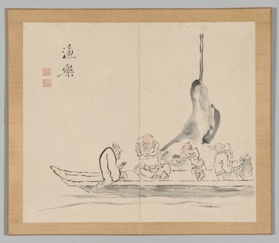 Doppelalbum mit Landschaftsstudien nach Ikeno Taiga, Band 2 Blatt 28, 18. Jahrhundert von Aoki Shukuya