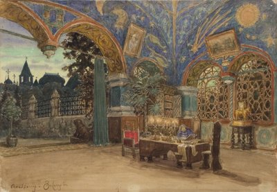 Speisesaal von Prinz Vasily Golitsyn. Bühnenbild für die Oper Khovanshchina von M. Mussorgsky, 1897 von Apollinari Mikhailovich Vasnetsov