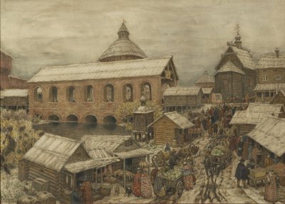 Altes Moskau. Okhotny Ryad, 1900er-1910er Jahre von Apollinari Mikhailovich Vasnetsov