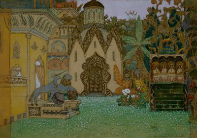 Bühnenbild für die Oper Die Legende von der unsichtbaren Stadt Kitesch und der Jungfrau Fewronija von N. Rimski-Korsakow, 1907 von Apollinari Mikhailovich Vasnetsov