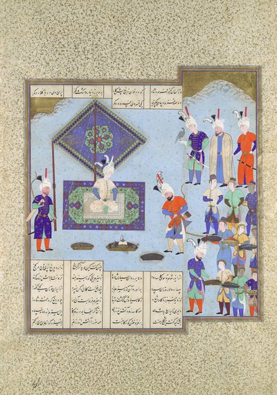 Kai Khusraus Kriegsbeute wird verpfändet, Folio 225v aus dem Shahnama..., ca. 1530 von Aqa Mirak