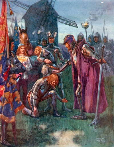 "Der Prinz kniet vor seinem Vater nieder: Ihm gehört die Schlacht – ihm ganz!" von Archibald Bertram (after) Webb