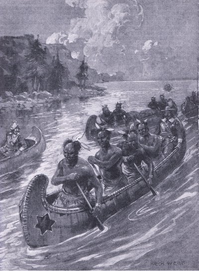 Die Reise, die zum Standort von Quebec führte, Illustration aus Cassells Romance of Famous Lives, ca. 1940 von Archibald Webb