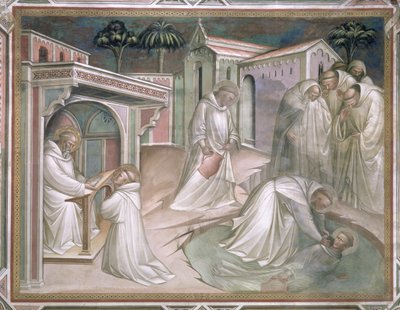 Maurus rettet Placidus, Detail aus dem Leben des heiligen Benedikt (ca. 480-550), in der Sakristei, 1387 von Aretino Luca Spinello or Spinelli