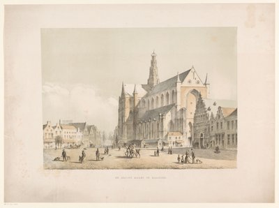 Ansicht der Sint-Bavo-Kirche und des Grote Markts in Haarlem von Arie Ketting de Koningh