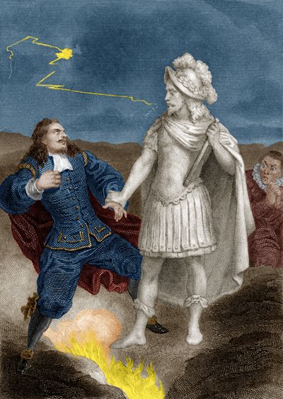 Stück Don Juan von Molière: Don Juan mit der Statue des Kommandanten, 1870 von Aristide Delannoy
