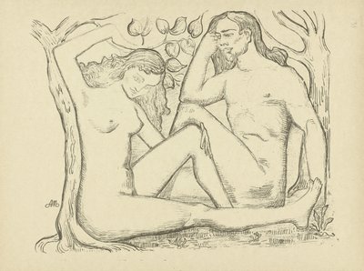 Adam und Eva sitzen bei einem Baum von Aristide Maillol
