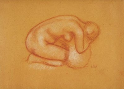 Kniendes Modell mit dem Kopf in den Händen ruhend, nach rechts gewandt von Aristide Maillol