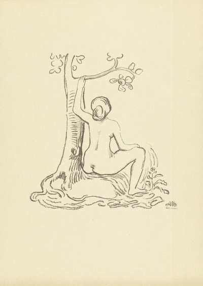 Nackte Frau, die bei einem Baum sitzt von Aristide Maillol