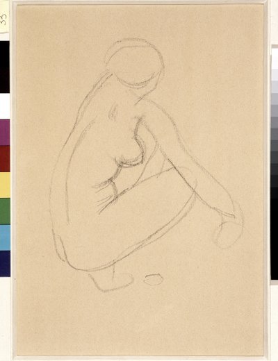 Nackt hocken. Zeichnung von Aristide Maillol (1861-1944). Bleistift auf Papier. Maße: 32x23cm. Musée Cantini, Marseille von Aristide Maillol