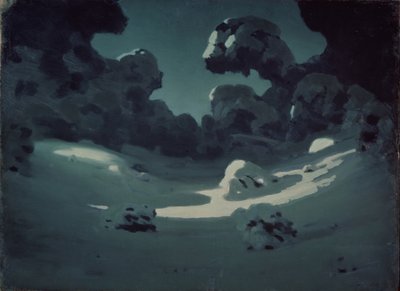 Mondlichtflecken im Wald. Winter, 1898-1908 von Arkhip Ivanovich Kuindzhi