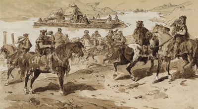 Muschelbläser und Floß in primitiven Zeiten von Armand Jean Heins