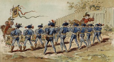 Hanseatische Pfeifer und Trommler, Spanische Niederlande, 16. Jahrhundert von Armand Jean Heins