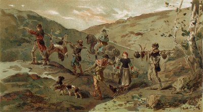 Jagdgesellschaft und Träger, 13. Jahrhundert von Armand Jean Heins