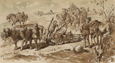 Ochsenkarren und Packpferde in primitiven Zeiten von Armand Jean Heins