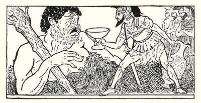 Odysseus bietet dem Riesen Polyphemus einen Becher Wein an von Armand Joseph Bonamy
