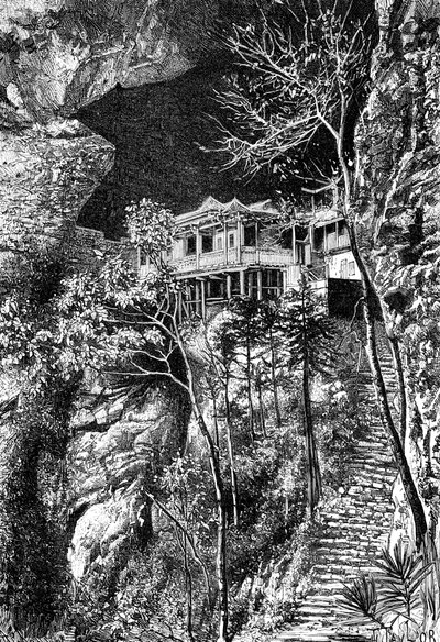 Buddhistisches Kloster, Yuen-Fu am Min, südlich von Fuchu-Fu, ca. 1890 von Armand Kohl