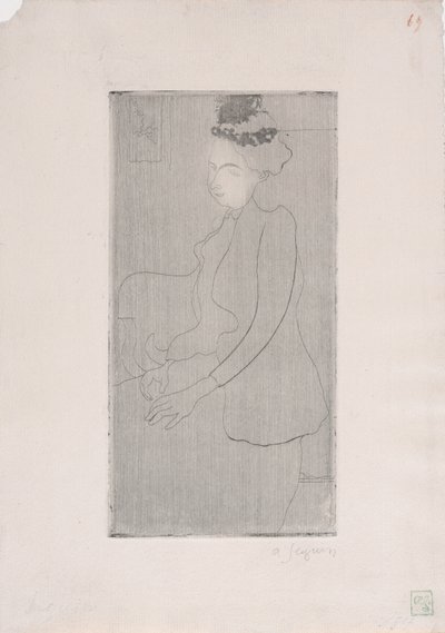 Femme assise avec chapeau à plumes (Sitzende Frau mit Federhut) ca. 1893 von Armand Séguin