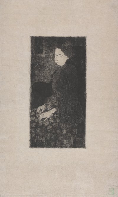 Femme assise avec chapeau à plumes (Sitzende Frau mit Federhut) ca. 1893 von Armand Séguin