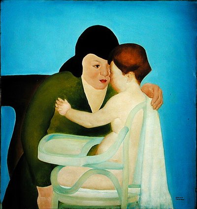 Frau mit Kind im Hochstuhl von Arnold Aaron Friedman