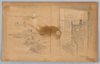 Skizze von Landschaft und Treppe von Arnold William Brunner