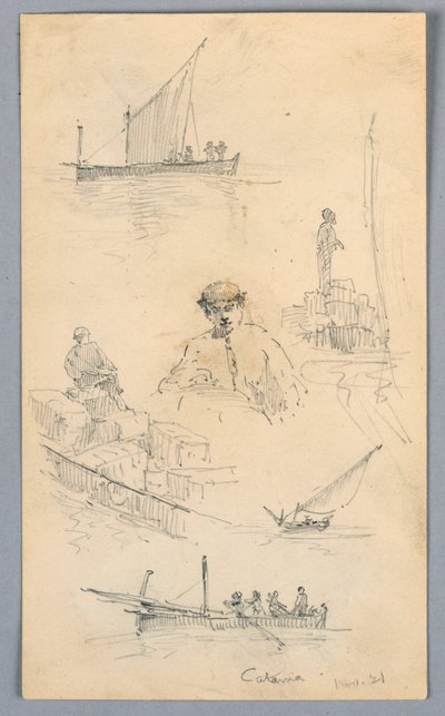 Skizzen im Hafen von Catania von Arnold William Brunner