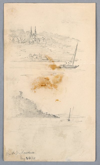 Zwei Skizzen von Segelbooten in St. Lawrence von Arnold William Brunner