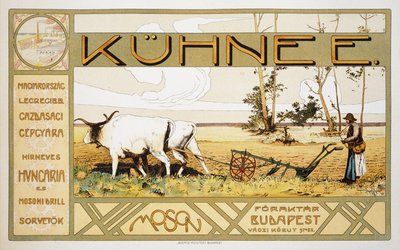 Reproduktion eines Posters zur Werbung für Kuhnee Agricultural Manufacturers, 1899 von Arpad Basch
