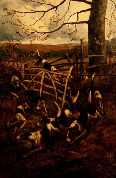 Über den Zaun oder Hunde in voller Jagd von Arthur Alfred Davis